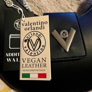 Valentino Orlandi Black Vegan Leather Shoulder Bag